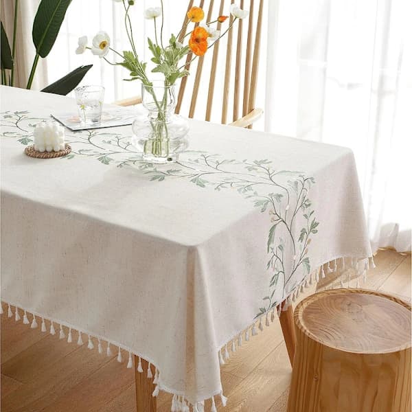 /EA/Broderad Duk, Rustik Lantlig Stil Köksbordsduk Blå Bordsduk, Smutsavvisande Bomullslinne Rektangulära Bordsdukar, Blå 140*180cm