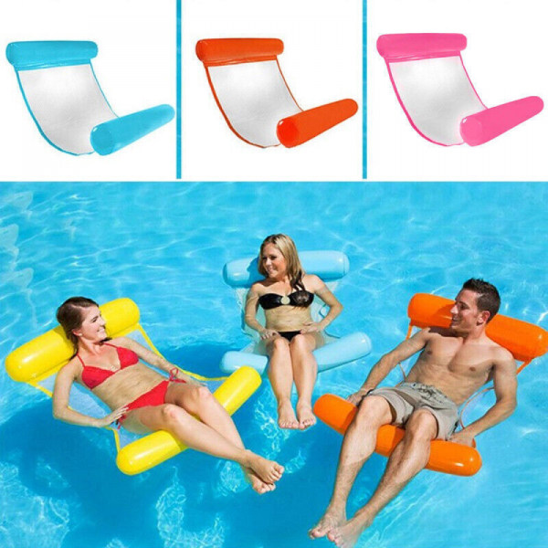 Sommar uppblåsbar flytande vattenhängmatta Float Pool Lounge Säng Simstol pink