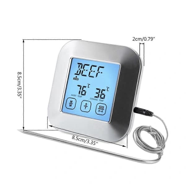 /EA/Digital kökstermometer med sond för rökare, köksugn, BBQ