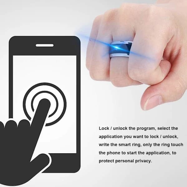 /EA/ 2 st lättanvända NFC Smart Ring, metallmaterial universell smart ring, för mobil