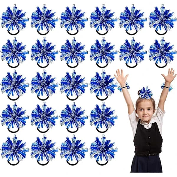 /EA/2025 Seneste Model 24 stk. 2 Farve Mini Pomponer Hårbånd til Cheerleading 4 Tommer Elastiske