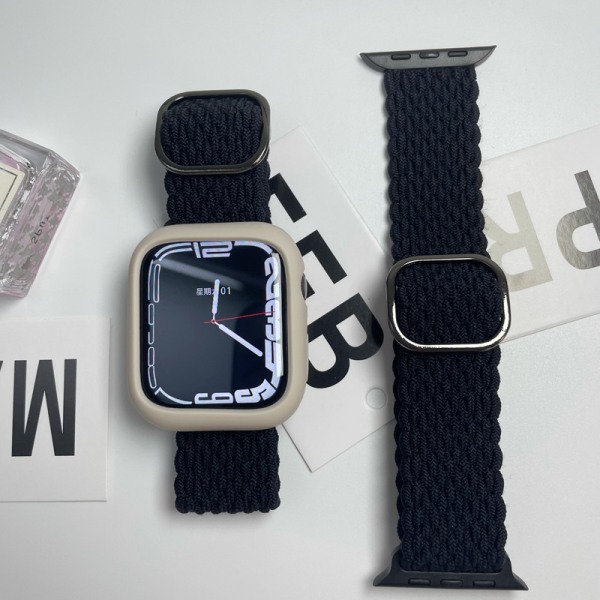 Flätad Stretchy Solo Loop kompatibel för Apple Watch Band 4st A 42/44/45/49mm