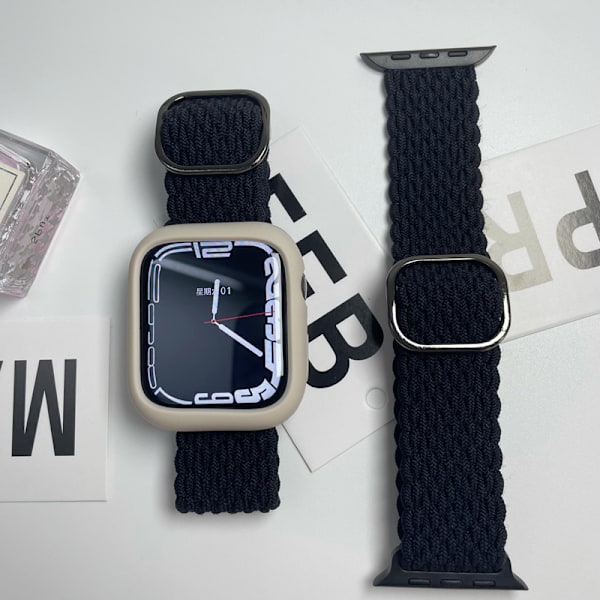 Flätat Stretchigt Solo Loop Kompatibelt för Apple Watch Armband 4st A 38/40/41mm