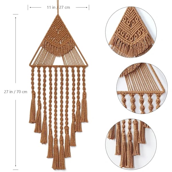 /EA/Macrame vævet vægdekoration drømmefanger trekant kvast geometrisk