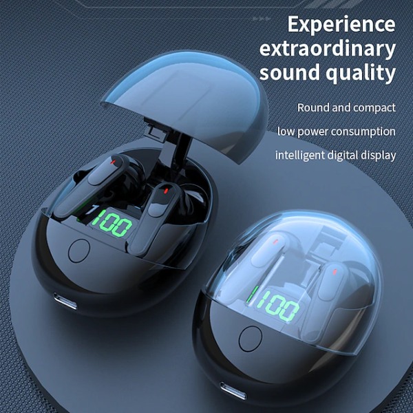 Pro one Langattomat Bluetooth kuulokkeet Mecha Style Mini Älykäs Digitaalinen Näyttö Monivärinen Pitkä akunkesto Kuulokkeet svart