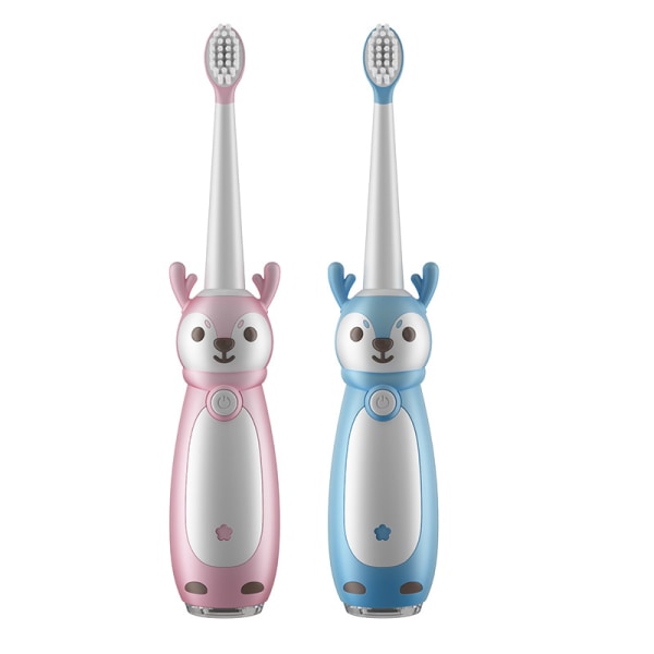 Kids Sonic elektrisk tandborste för åldrarna 3+, IPX7 vattentät, 3 smarta lägen med minne, inkluderar 2 ersättningsborsthuvuden pink