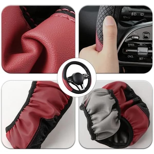 /EA/(Burgundy) Rattmuff 37-38cm PU Läder Andningsbar