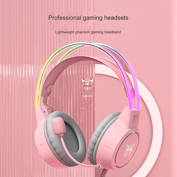Uusi tuote ONIKUMA x15pro kuulokkeet tietokonekuulokkeet peli kana langallinen e-sports headset Pink