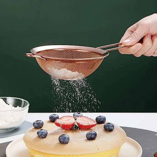 /EA/3 stk. kopper melsikt for baking, sil i rustfritt stål