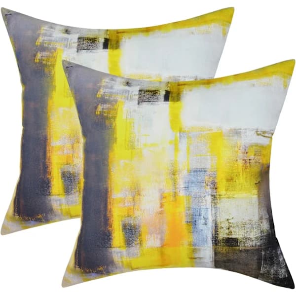 /EA/ 2-pack Dekorativa Kuddfodral Gula & Grå 45 x 45 cm Modern Design