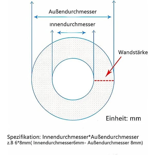 /EA/Silikonslang, 8 mm innerdiameter x 12 mm ytterdiameter, 2 mm väggtjocklek, 2 m flexibel silikonslang