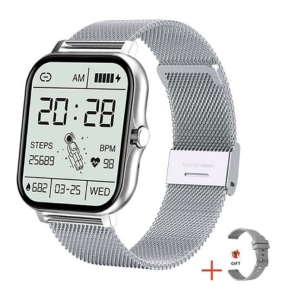 Julklapp Damklocka Smart watch, Samtal/Blodtryck/100+ Sport Damklocka Watch Android iOS silver