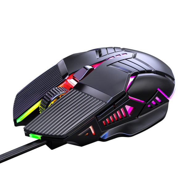 Original USB kabelansluten datormus med 7 färger ljuseffekt 6 knappar hemmakontor gaming mus för män kvinnor Pink With Sound