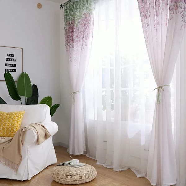 /EA/Fönstergardinkappor i polyester Voile sovrum Vardagsrumsinredning (lila)