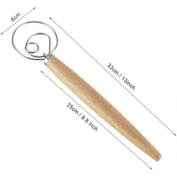 /EA/Enkelring dansk deigblander, 1-pakning eggblander med trehåndtak profesjonell rustfritt stål Dan