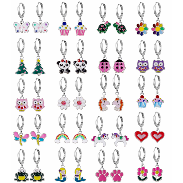 20 par allergivänliga örhängen för flickor - Söta Dangle örhängen med Mini Hoop örhängen för tonårsflickor #1