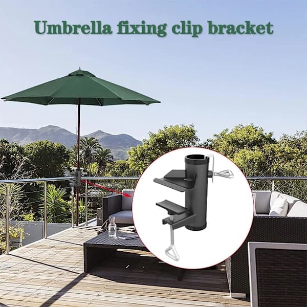 /EA/ST (Mat Sort) Parasolfæste, Parasolholder Altan, Parasolfod Balustrade, Parasolfæste Ta