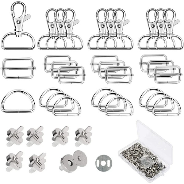 /EA/60 stykker tre glide ring metalspænde+D-ring+roterende krog+DI