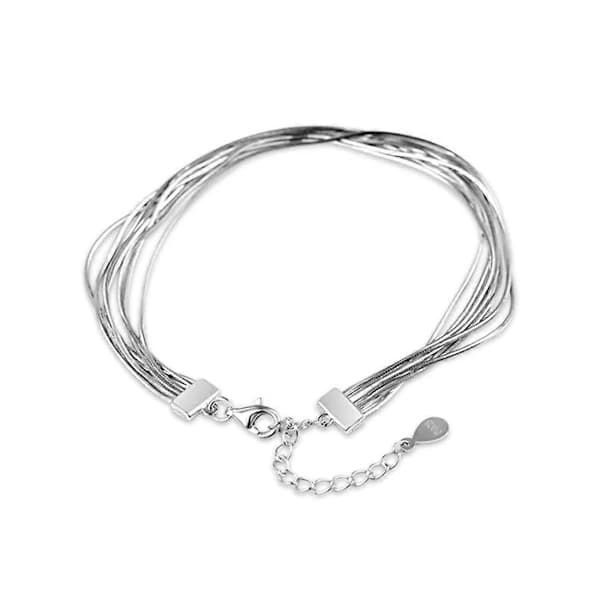 /EA/925 Sterling Silver Elegant Länkarmband för Kvinnor Flickor Ormarmband Justerbart