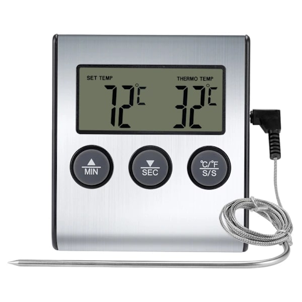 /EA/LED Digital Termometer med Sond, Digital Termometer, Kötttermometer med Timerfunktion, Matlagnings- och Grilltermometer för Grill, Ugn, 【