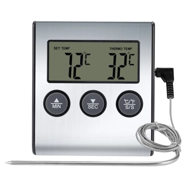 /EA/LED Digitalt Termometer med Probe, Digitalt Termometer, Kjøtttermometer med Timerfunksjon, Matlagings- og Grilltermometer for Grill, Ovn, 【
