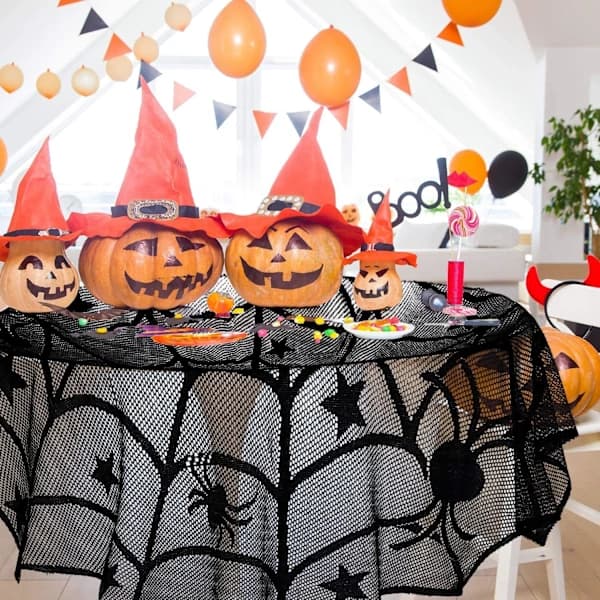 /EA/Halloween-dekorasjoner, Halloween rund blondeduk, rektangulær