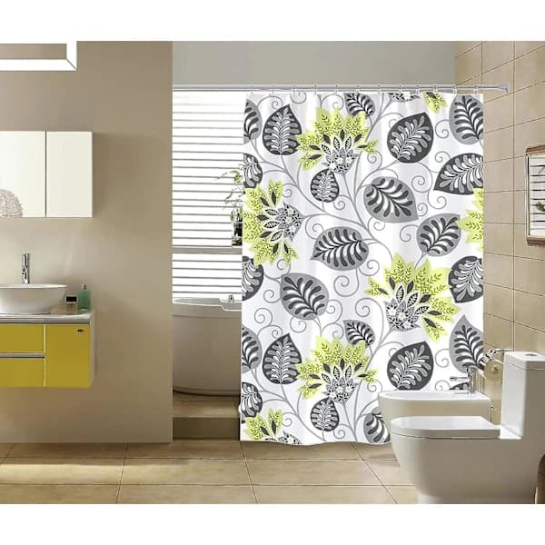 /EA/Duschdraperi 120 x 180 cm Mögelresistent Vattentätt Polyestertyg Blommor Badrum Duschdraperi Foder Lång Tvättad Duschdraperi med Krokar, B