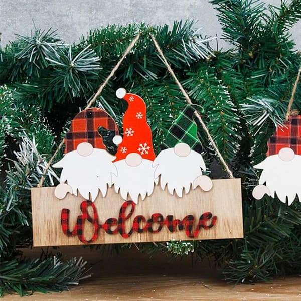 /EA/Trätomte Välkomstskylt, Tomte Välkomstskylt för Juldekoration