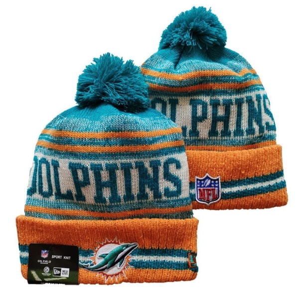 NFL Aldult Unisex American Football Sport Strik Beanie Hat Fleeceforet En størrelse passer til de fleste Miami Dolphins