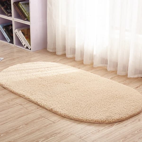 /EA/Oval tjock plyschmatta för vardagsrum sovrum-Kamel 60*90cm
