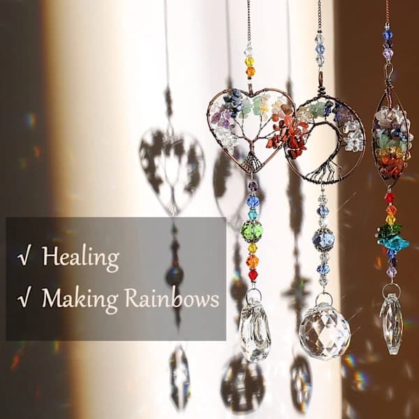 /EA/ (Kärlek) Livets Träd Ornament Kristall Regnbåge Suncatcher Glas, Han