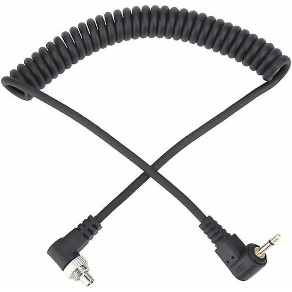 /EA/2,5 mm til hanlyn PC-synkroniseringskabel ledning med skruelås 100 cm forlænget spiralformet kabel til kameraer og flashudløsere