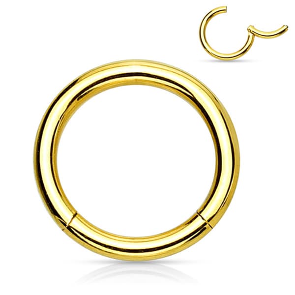 ASTM F136 Titanium Clicker Piercingring 0,8x6 mm Sømløs Ring til Septum Brusk Øre Guld
