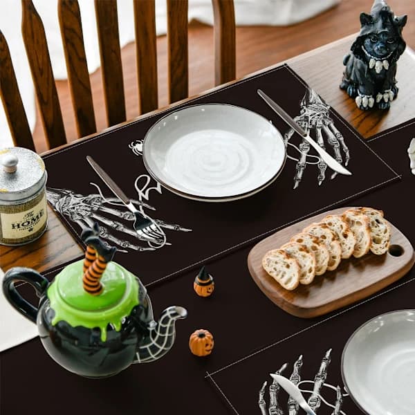 /EA/Set med 4 skelettformade H-formade bordstabletter för Halloween, 30
