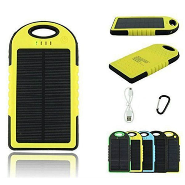 5000mAh Solar Power Bank Varaa ulkoinen akku Dubbel USB iPhone Android MP4 PSP iPadille yellow
