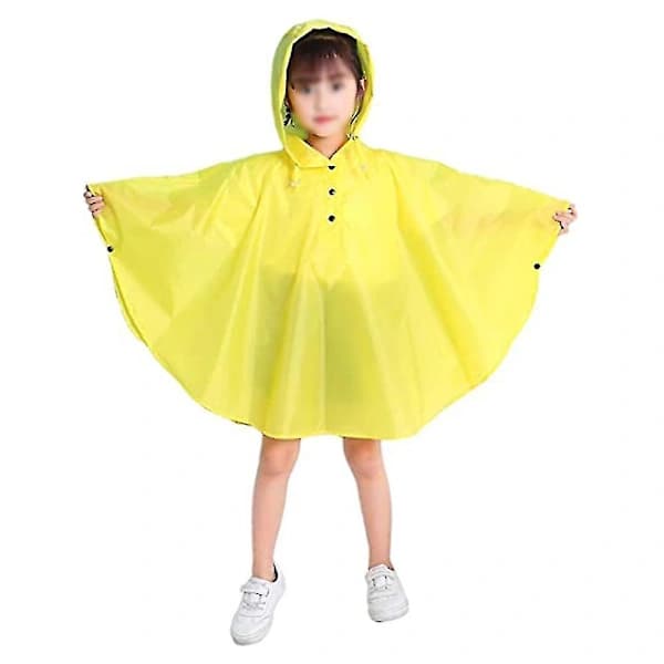 /EA/Regnponcho för barn med huva, regnjacka Svart S