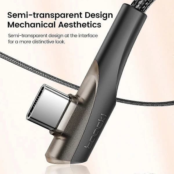 /EA/Type A TOOCKI TQ-X15A3 2m 3A hurtiglade USB til Type-C datakabel rettvinklet flettet datakabel