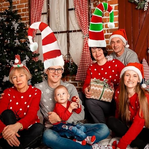 /EA/Julemandshatte 2 stk. Julehat med Pompom Stribet Lang C