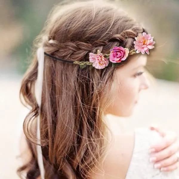 /EA/5 stk. blomsterkrans pannebånd, blomsterpannebånd bryllupspannebånd