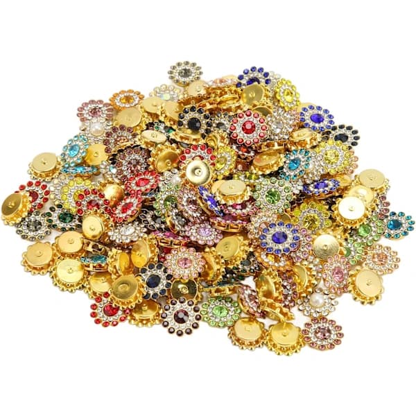 /EA/100-pack Blomsterklo-koppar, Multifunktionella Glasblomknappar, Sy Rhinestone Blomsterknappar