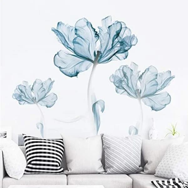 /EA/Stor blå lotusblomma vinyl väggdekal affisch vardagsrum säng