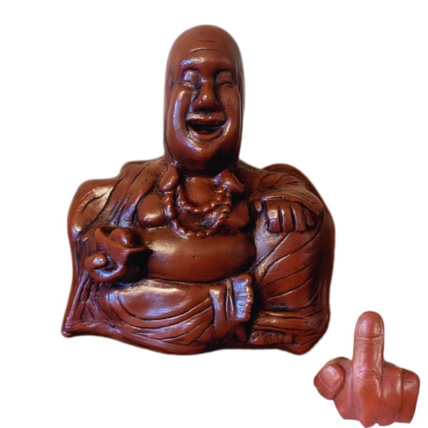 Buddha Flip, långfingerstaty av skrattande Buddha gjord av harts, roliga presenter till vänner 1 st