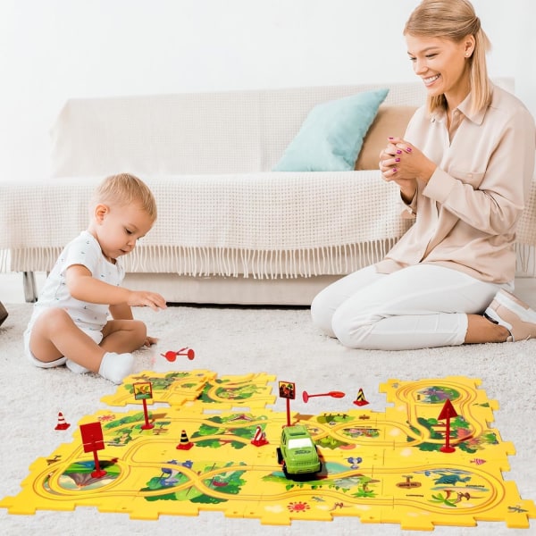 Pussel för barn i åldrarna 3-5, Set med nummerblock, Magic Tracks, Montessori-leksaker för barn (dinosaurier) Stora 5XL