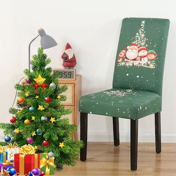 /EA/ (Grön, 6-pack) Julmatsstolar Set med 6, Stretch Dining