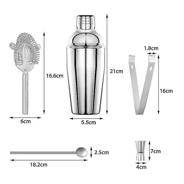 /EA/ Rostfritt stål 5-delars cocktail bartender mixer set