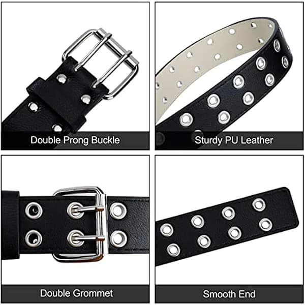 /EA/PU-läder Dubbel Ögla Bälte Punk Dubbel Spänne Bälte Unisex Bälte