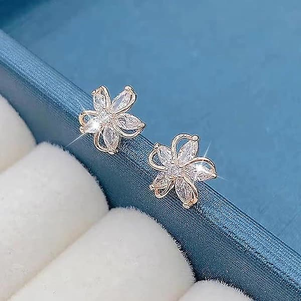 /EA/Blomsterøreringe til kvinder, øreringe med rhinestone-blomster til piger