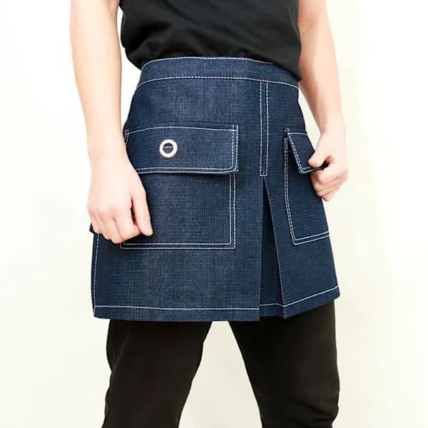 /EA/Halvlengde forkle restaurant melk te servitør frisør manikyr jeansforkle overall (blå, 60*38cm),
