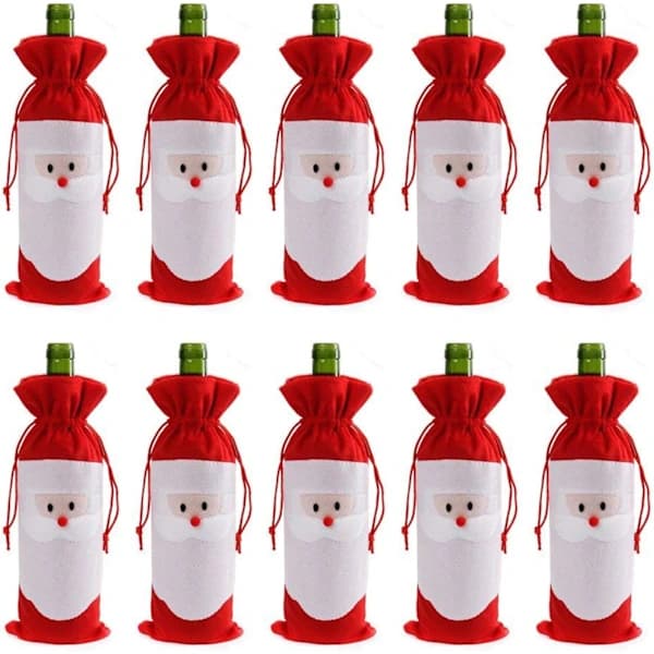 /EA/10 st Tomte Jul Röd Dragsko Vinflaska Lock