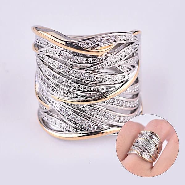 /EA/Dammode tvåfärgad 925 silverringar vit safir bröllop